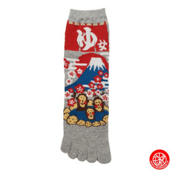 Chaussettes à 5 doigts japonaises (M) SiNGES en ONSEN au MONT FUJi Grises (extensible t34 à t39)