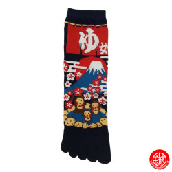 Chaussettes à 5 doigts japonaises (M) SiNGES en ONSEN au MONT FUJi Bleu nuit (extensible t39 à 44)