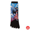 Chaussettes à 5 doigts japonaises (M) GEiShA et GRANdE VAGUE noires (extensible t39 à 44)