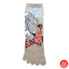 Chaussettes à 5 doigts japonaises (M) GEiShA et GRANdE VAGUE grises (extensible t40 à 44)