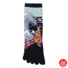 Chaussettes à 5 doigts japonaises (M) GEiShA et GRANdE VAGUE bleu nuit (extensible t40 à 44)