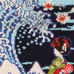 Chaussettes à 5 doigts japonaises (M) GEiShA et GRANdE VAGUE bleu nuit (extensible t40 à 44)