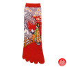 Chaussettes à 5 doigts japonaises (M) GEiShA et GRANdE VAGUE rouges (extensible t40 à t44)