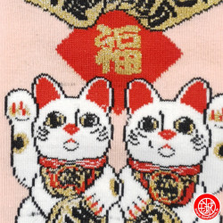 Tabi Socks (S) Socquettes à orteil japonaises DOUbLE MANEKi NEKO roses (extensible t34 à t39)