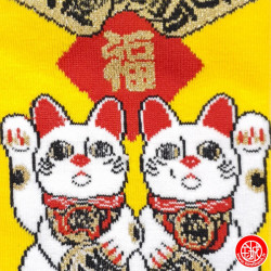 Tabi Socks (S) Socquettes à orteil japonaises DOUbLE MANEKi NEKO jaunes (extensible t34 à t39)