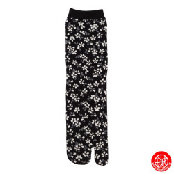 Tabi Socks (S) Chaussettes à orteil japonaises HANAbiRA GARA noires (Taille extensible de 34 à 39)