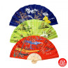 Eventail vietnamien en bambou et tissus coloré 28cm