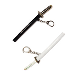 Porte-clés mini katana noir et blanc en métal 14cm (KT©) vendus séparément