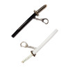 Porte-clés mini katana noir et blanc en métal 14cm (KT©) vendus séparément
