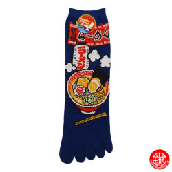 Chaussettes à 5 doigts japonaises (M) RAMEN bleu nuit (extensible t39 à t44)
