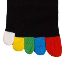 Chaussettes à 5 doigts japonaises (M) ARC en CiEL noires et talons rouges (extensible t39 à 44)