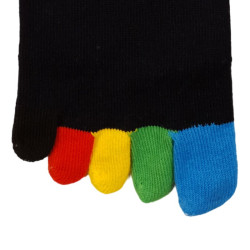 Chaussettes à 5 doigts japonaises (M) ARC en CiEL noires et talons bleus (extensible t39 à 44)
