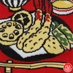 Tabi Socks (M) Socquettes à orteil japonaises MENU TEMPURA rouges (Taille extensible de 39 à 44)