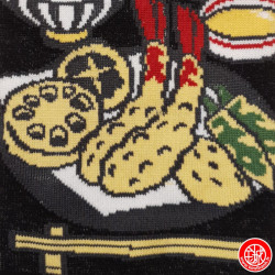 Tabi Socks (M) Socquettes à orteil japonaises MENU TEMPURA noires (Taille extensible de 39 à 44)