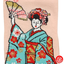 Tabi Socks (S) Chaussettes à orteil japonaises GEiShA EVENTAiL roses (Taille extensible de 34 à 39)