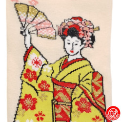 Tabi Socks (S) Chaussettes à orteil japonaises GEiShA EVENTAiL beiges (Taille extensible de 34 à 39)