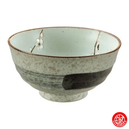 Bol à soupe ramen en porcelaine japonaise vert pâle fleurs de prunier d17cm