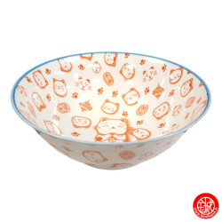 Bol à soupe ramen en porcelaine japonaise MANEKi NEKO SALUTATiON rouge (d19cm)