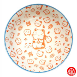 Bol à soupe ramen en porcelaine japonaise MANEKi NEKO SALUTATiON rouge (d19cm)
