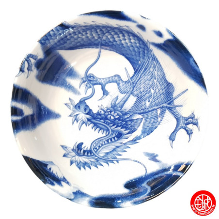 Bol à soupe RAMEN en porcelaine japonaise DRAGON BLEU d19.5cm