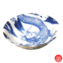 Bol à soupe RAMEN en porcelaine japonaise DRAGON BLEU d19.5cm