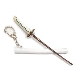 Porte-clés mini katana blanc en métal 14cm
