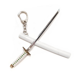 Porte-clés mini katana blanc en métal 14cm