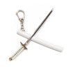 Porte-clés mini katana blanc en métal 14cm