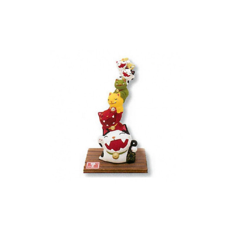 Totem Fukugasane ONi NEKO en argile blanche (h16.5cm)