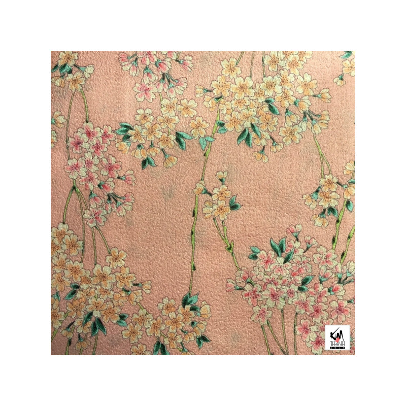 Tissus au mètre CERiSiERS rose 100% coton (Japon)