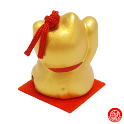 Grelot Maneki neko DORé en argile (h3.8cm)