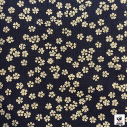 Tissus au mètre FLEURS de CERiSiER bleu nuit 100% coton (Japon)