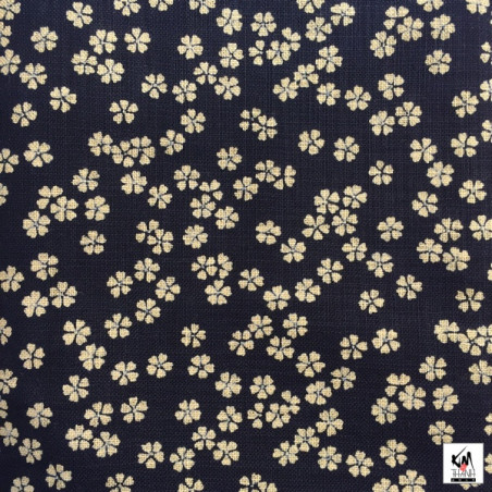 Tissus au mètre FLEURS de CERiSiER bleu nuit 100% coton (Japon)