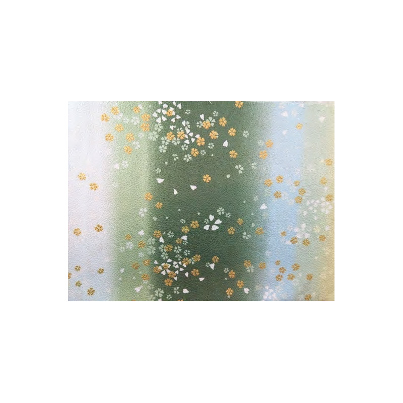 Tissus au mètre FLEURS de CERiSiER dégradé vert 100% coton (Japon)
