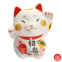 Maneki Neko Cristal WA-FUKU (Bonheur) en porcelaine h8cm