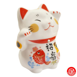 Maneki Neko Cristal WA-FUKU (Bonheur) en porcelaine h8cm
