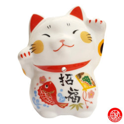 Maneki Neko Cristal WA-FUKU (Bonheur) en porcelaine h8cm