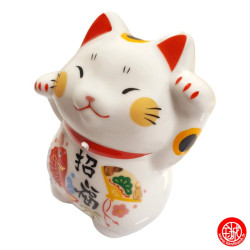 Maneki Neko Cristal WA-FUKU (Bonheur) en porcelaine h8cm