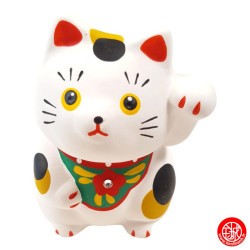Maneki Neko MiNGEi L blanc en argile h8cm