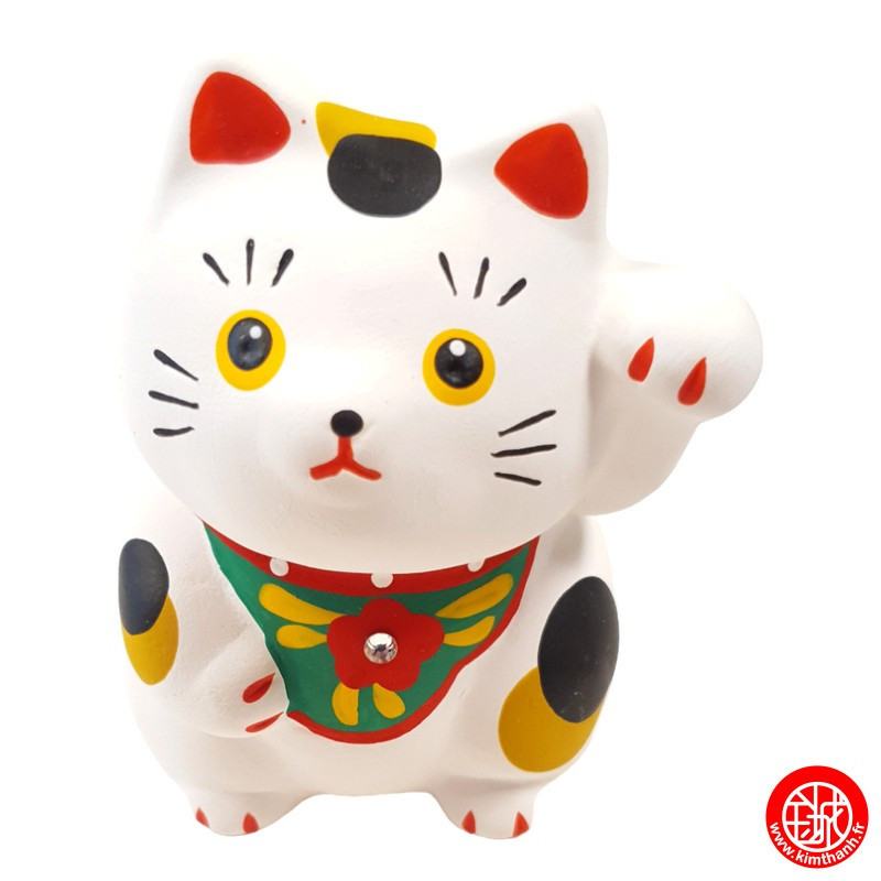 Maneki Neko MiNGEi L blanc en argile h8cm