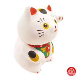 Maneki Neko MiNGEi L blanc en argile h8cm