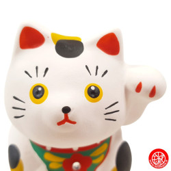 Maneki Neko MiNGEi L blanc en argile h8cm