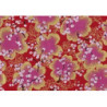 Tissus au mètre FLEURS de CERiSiER rouge et doré 100% coton (Japon)