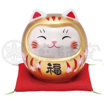 Tirelire Maneki neko DARUMANEKi sakura DORé en porcelaine (h10cm)