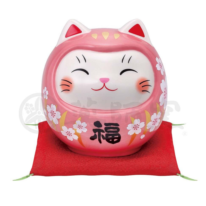Tirelire Maneki neko DARUMANEKi sakura ROSE en porcelaine (h10cm)