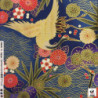 Tissus au mètre FLEURS et GRUES bleu marine 100% coton (Japon)