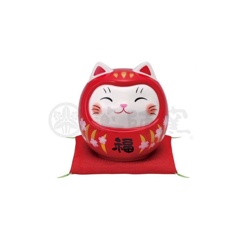 Tirelire Maneki neko DARUMANEKi sakura ROUGE en porcelaine (h10cm)