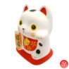 Tirelire Maneki Neko blanc en argile ONEKO-SAN blanc h9.5cm