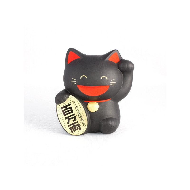 Tirelire maneki neko SMiLE noir (h10cm)