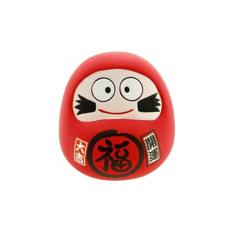 Tirelire DARUMA en argile blanche h8cm
